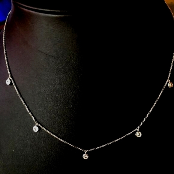 Diamond Necklace 925 Sterling Silver with 6 Diamonds - Picture 8 of 8